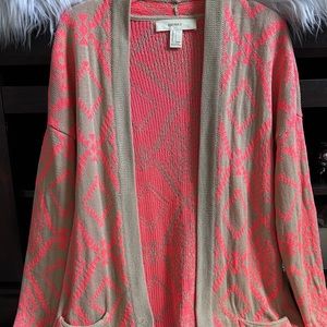 Forever21 Coral/Tan Cardigan Sm